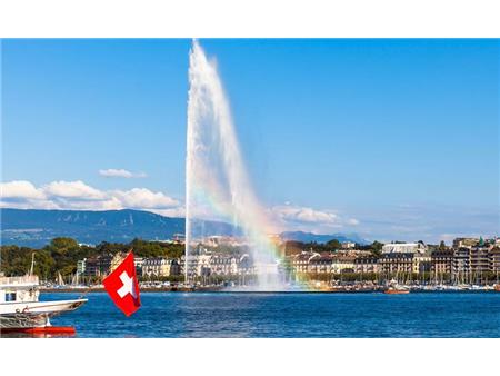 Švica Ženevsko jezero z vodometom