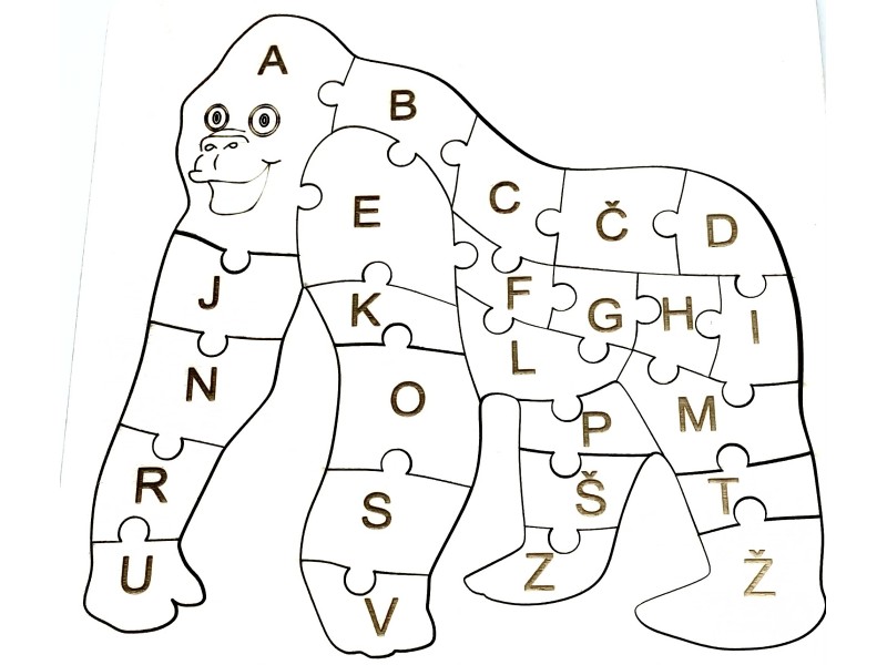 sestavljanka gorila z abecedo