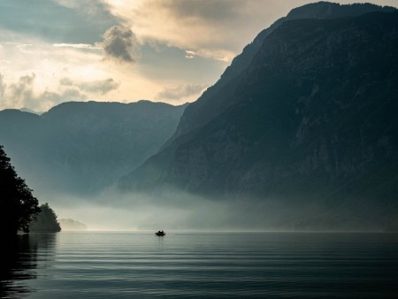 Bohinj with morning fog