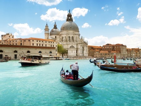 gondola and church in Venice